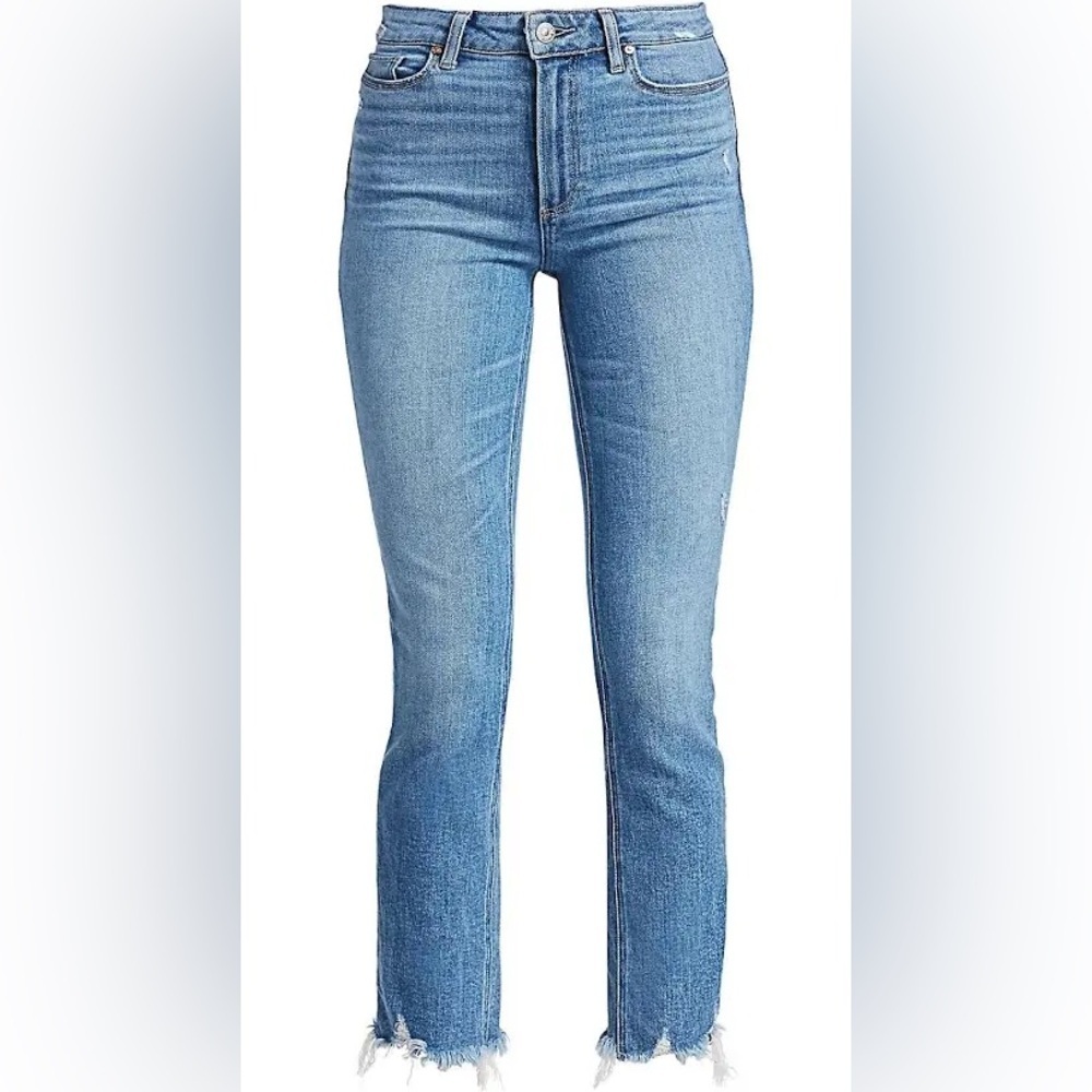 PAIGE Skyline Ankle Peg Distressed Jeans | Size 26 | Bella Blue